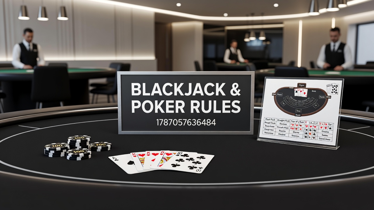 Detailed view of poker community cards and blackjack dealer shoe mechanics during live play
