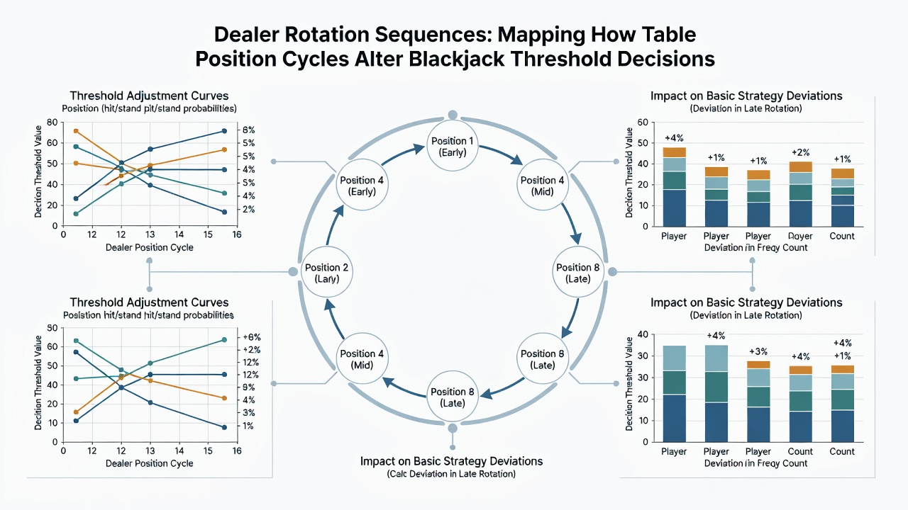 Illustration of position cycle effects on player decisions in combined blackjack and poker table settings at a licensed casino