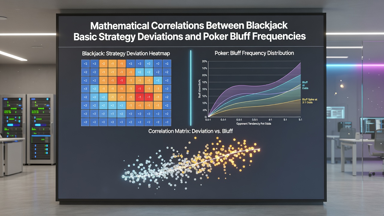 Detailed graphs comparing deviation index usage in blackjack with bluff frequency adjustments in poker across high-stakes sessions